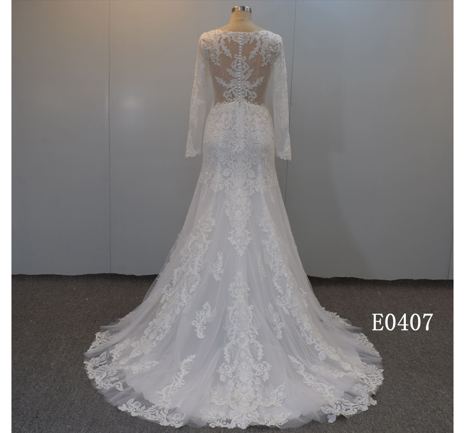 Sexy Illusion top design tulle with polyester fabric bridal gown