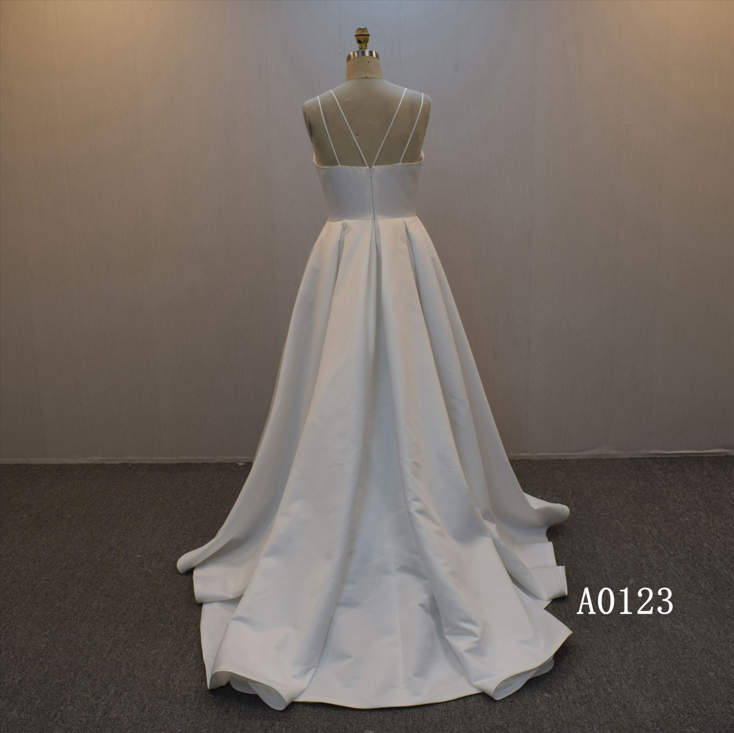 New Satin A Line Wedding Dress Zipper Back Pleats Bridal Dress