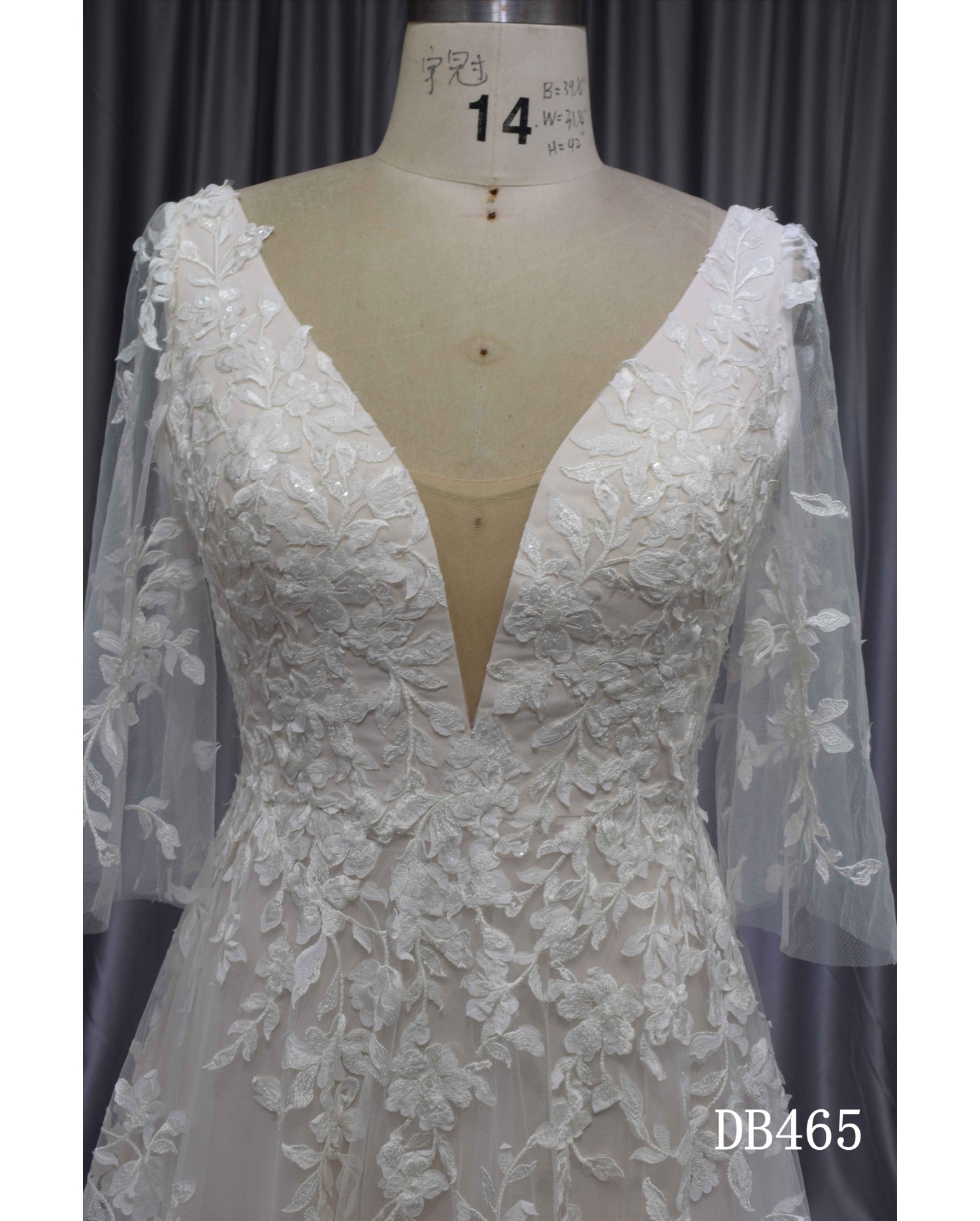 Elegant A line bridal gown with sleeves blush color wedding dress