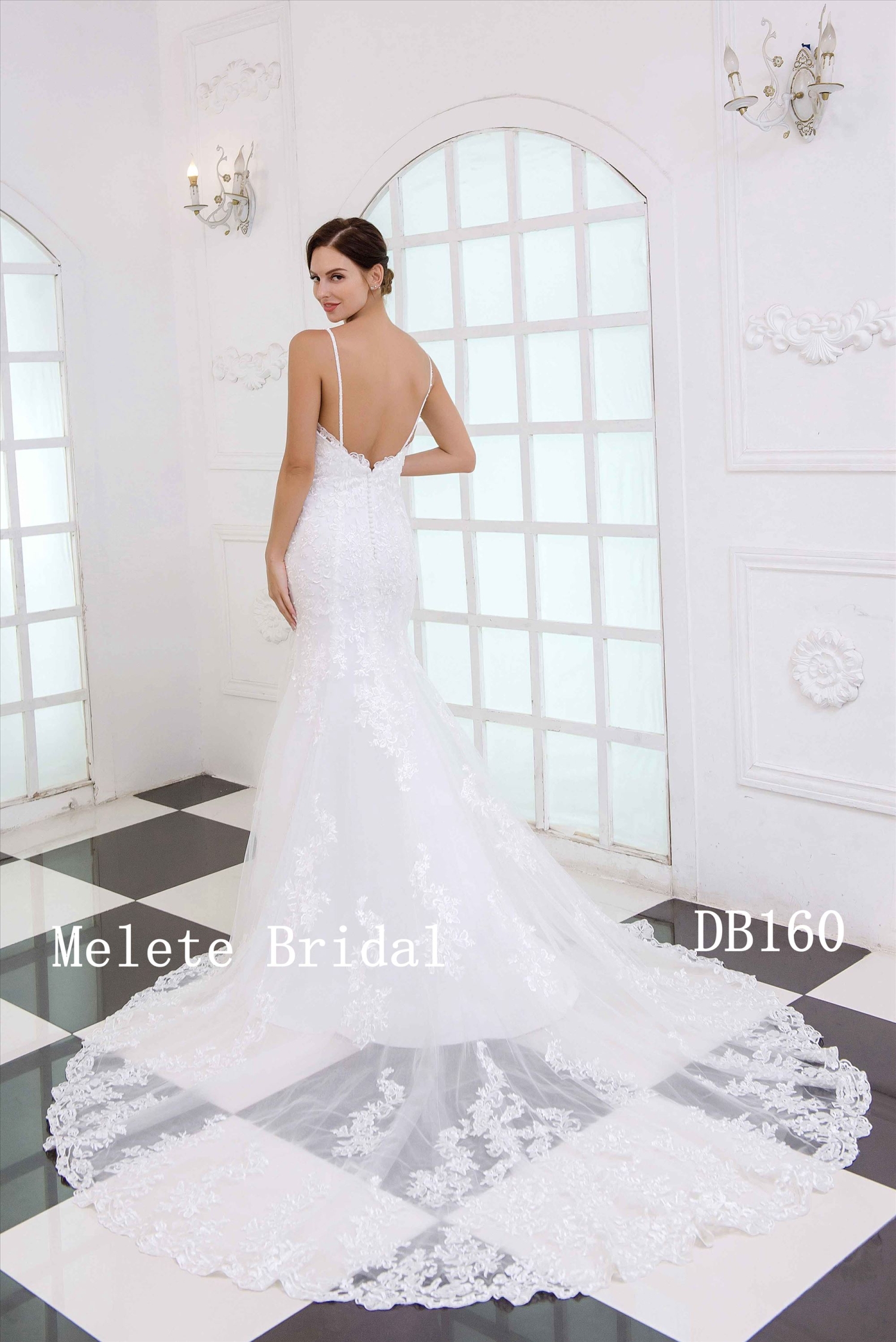 Low back mermaid lace bridal dress wholesale wedding gown