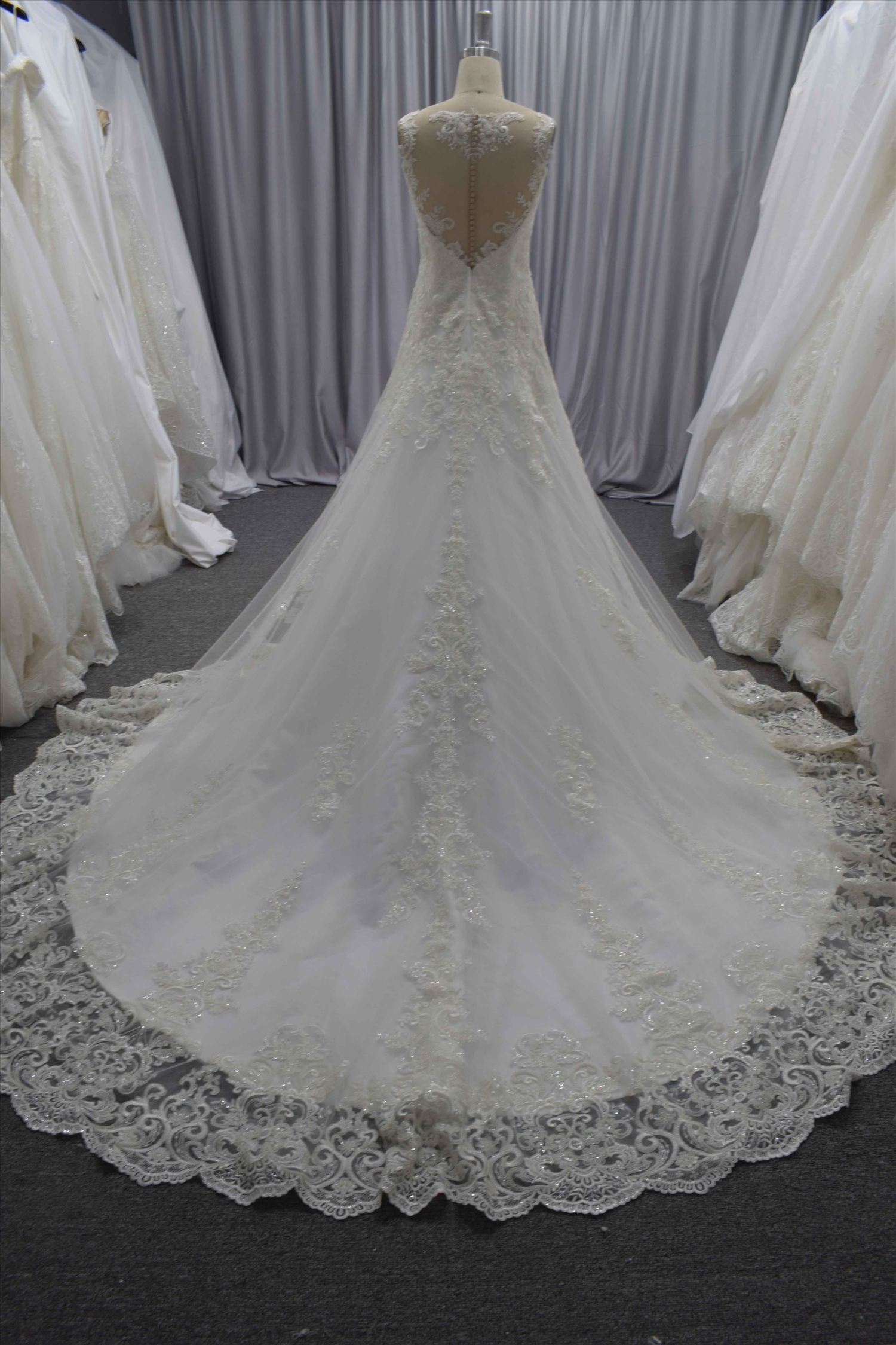 Gorgeous A line wedding dress, lace with beading elegant bridal dress
