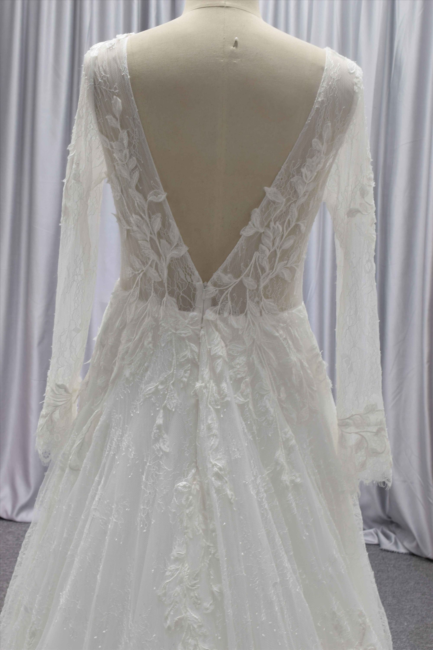 Boho Long sleeves lace bridal gown custom made wedding dress