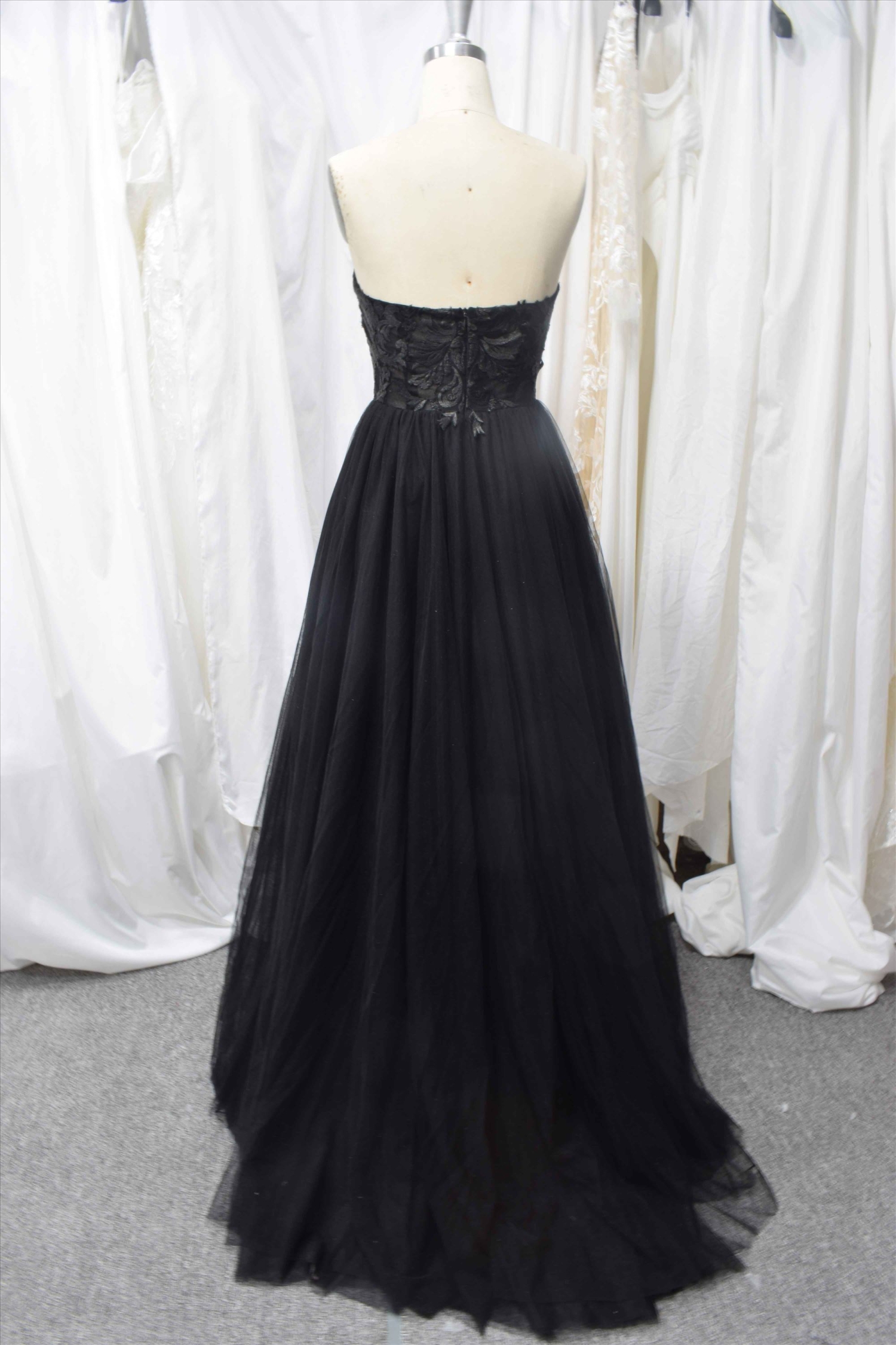 Black color A line wedding dress soft tulle light wedding gown
