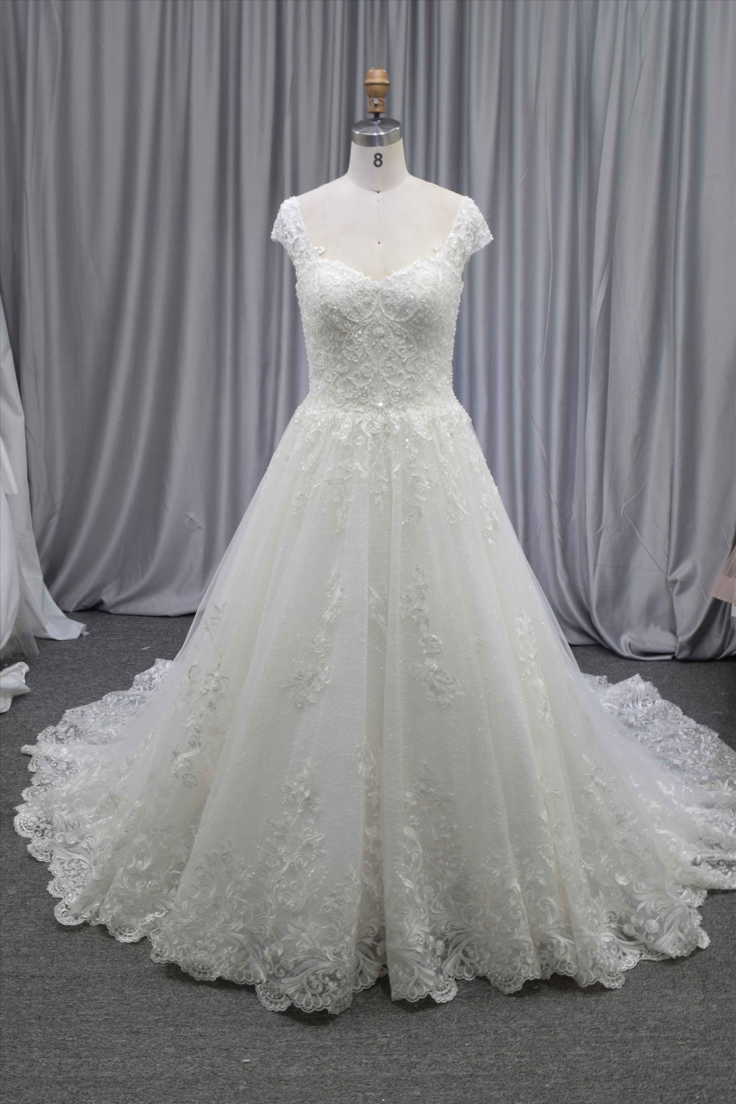 Princess New Design Backless Wedding Dress A Line Bridal Gown