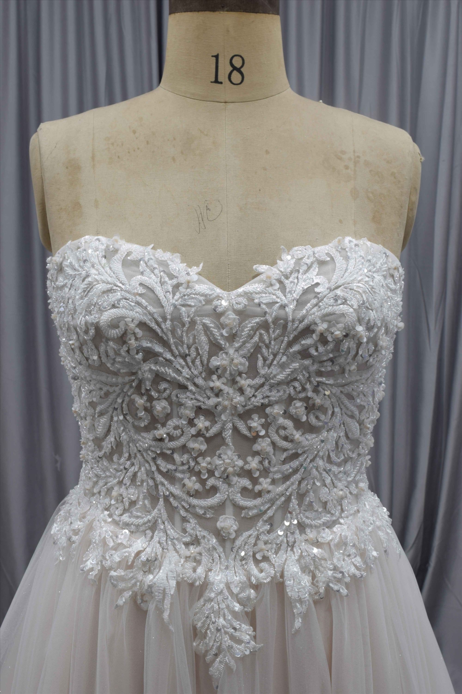 Bling Bling beading bodice blush color plus size wedding dress