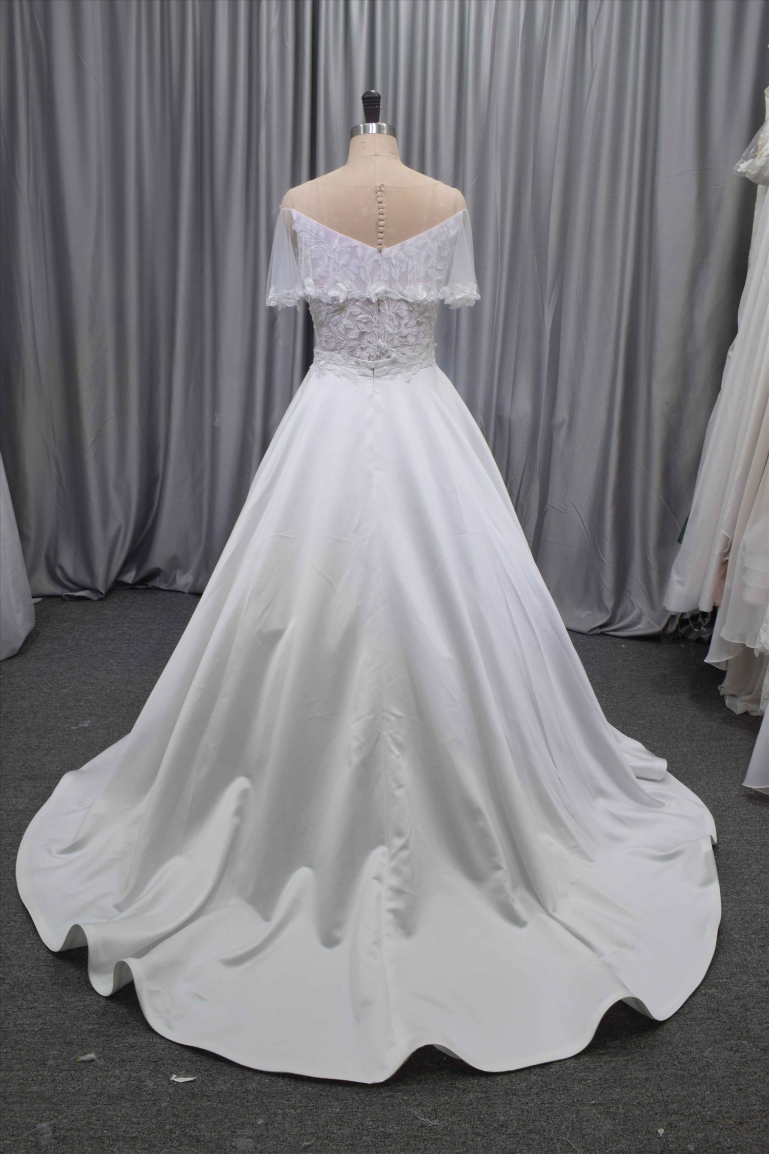 Colorful wedding gown two in one wedding dress with a detachable satin skirt