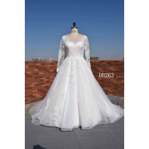 Long sleeves A line bridal gown wholesale price wedding dress