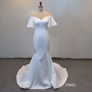 Guangzhou Factory Gorgeous Mermaid Short Sleeves Bridal Gown