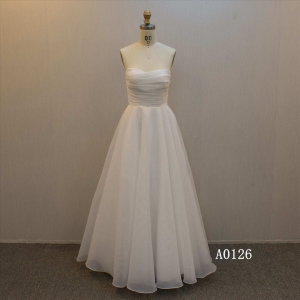 Simple Design A Line Organza Bridal Dress Sweetheart Neckline Wedding Dress
