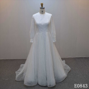 Plus size A-line bridal dress guangzhou factory made elegant pearl bridal dress