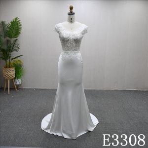 Elegant Lace Applique Sheath Mermaid High Quality Fashion Gentle Wedding Dress