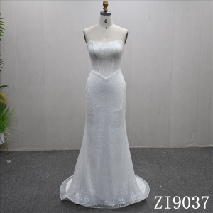 Luxury Chest Wrap Beaded Sequins Removable Train Mermaid Wedding Dress