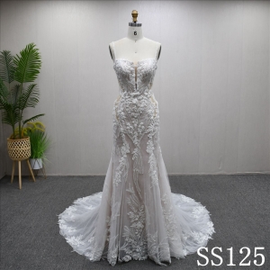 Fashion Elegant Lace Beaded Sequins Sheath Mermaid High Quality Wedding Dress