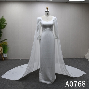 Elegant evening gown wedding dress, floor-length straight skirt