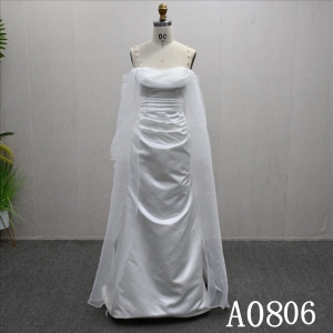 Beautiful white wedding evening dress with pearl straps