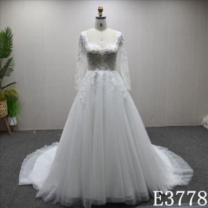Sweetheart neckline simple design with lace all over long sleeves evening dress