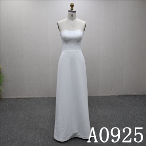 2025 new style straight neckline A-line satin hot selling bridal dress Simple design