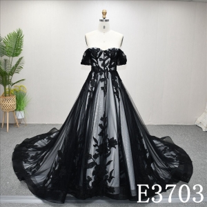2025 new style sweetheart neckline A-line unique black hot selling bridal dress design