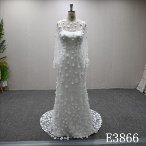 New unique design straight neckline back zipper popular A-line wedding dress