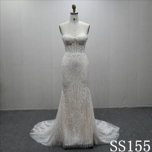 Hot-selling Mermaid luxury design lace beaded sequined wedding dress evening gown