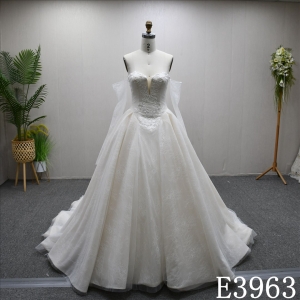 New lace beading Sweetheart neckline backless zipper A-line wedding evening gown
