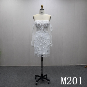 Bestselling Mermaid dress with long sleeves, lace flower sequined beaded design, short evening gown.