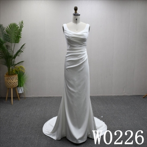 Hot selling A-line dress simple design soft evening dress with back zipper and button
