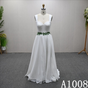 2025 New Sweetheart Neckline A-line ivory and green color Wedding Dress Evening Gown