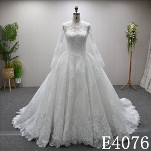 Beautiful unique luxury A-line wedding evening dress with full-body lace