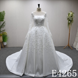 A beautiful A-line long sleeves wedding evening gown with a full body lace design