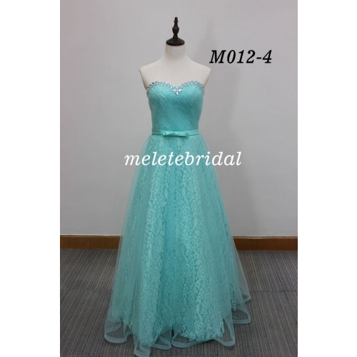 Mint color sweetheart Neckine With beading and pleats details evening dress
