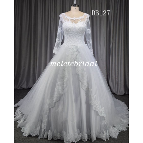 Long Sleeve lace hot sell lace bridal gown