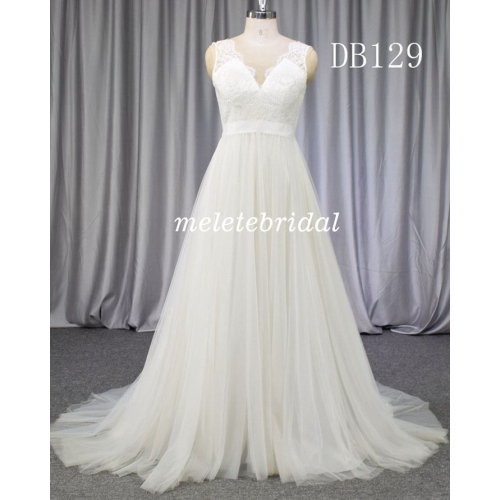 2019 new fashion tulle fabric A line bridal gown