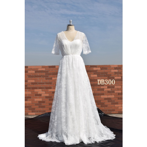 Boho bridal gown short sleeve custom made wedding dress