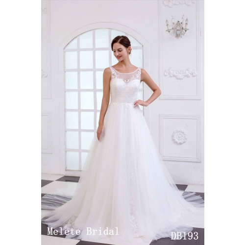 DB193 Open back beach style lace A line elegant factory made bridal gown