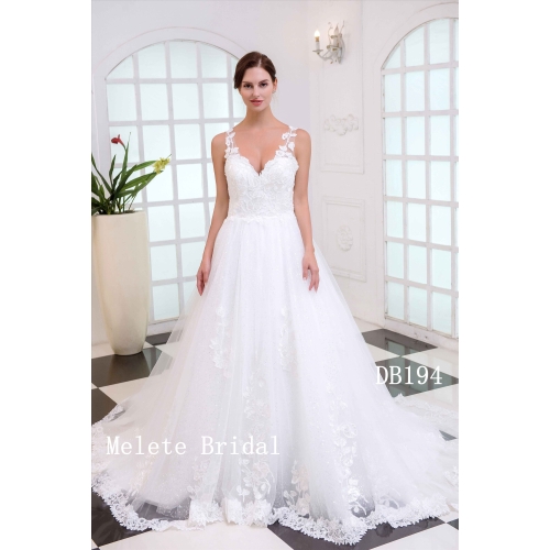 DB194 princess style open back A line lace wedding dress