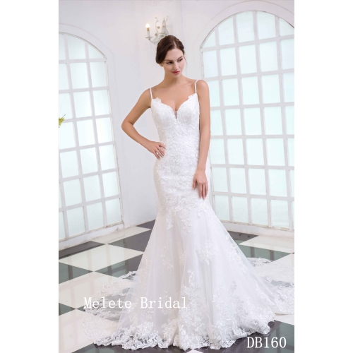 Low back mermaid lace bridal dress wholesale wedding gown