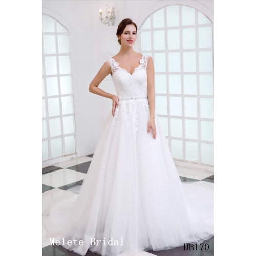 Backless new design bridal gown with cap sleeves customized dress
