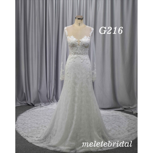 Mermaid long sleeves bridal dress new design wedding gown