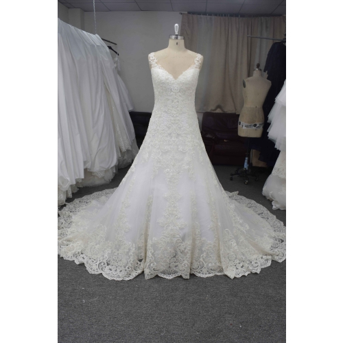 Gorgeous A line wedding dress, lace with beading elegant bridal dress