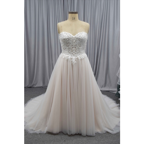 Bling Bling beading bodice blush color plus size wedding dress