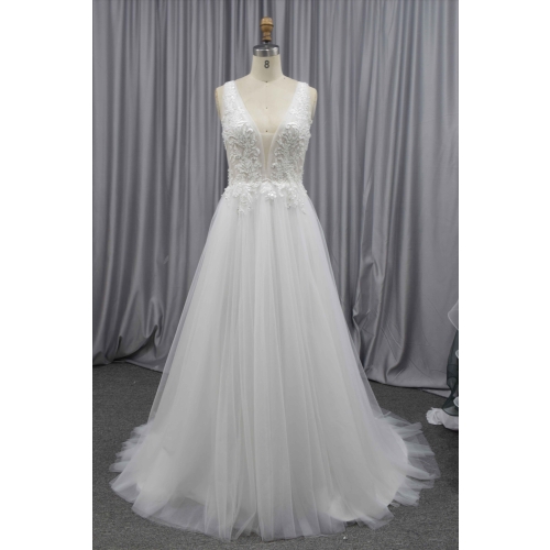 Beach style wedding dress side zip bridal gown