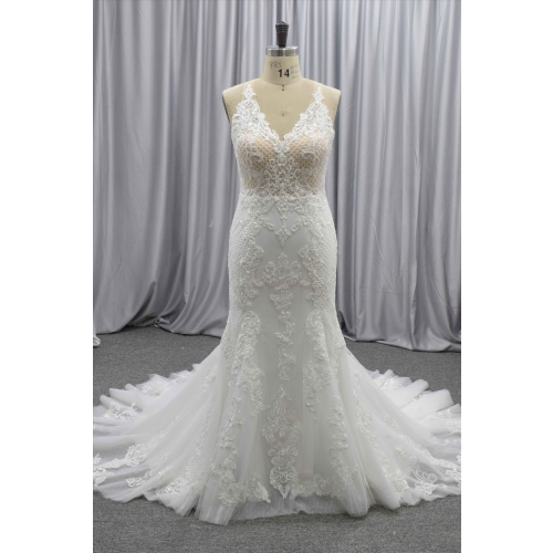 Feminine Gorgeous Mermaid wedding dress sexy fit and flair bridal gown