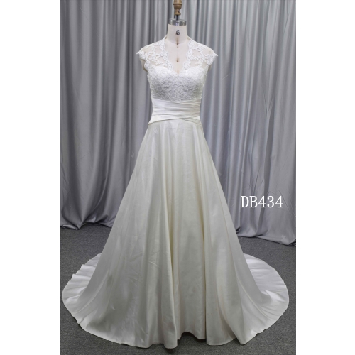 Sheath chiffon elegant wedding dress lace illusion straps bridal gown