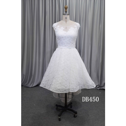 Lovely short wedding dress ivory lace bridal gown