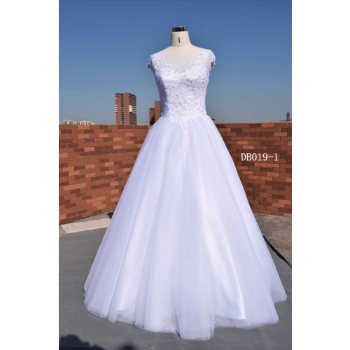 White color illusion back wholesale price wedding dress