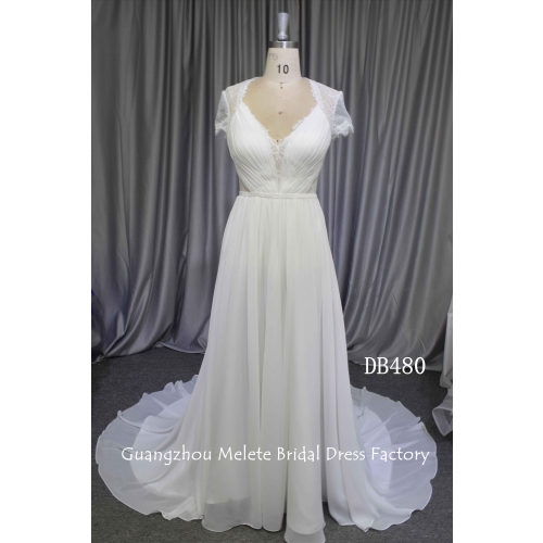Chiffon bridal dress with illusion back