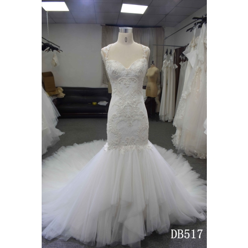 Long train Mermaid style wholesale wedding dress with nice lace
