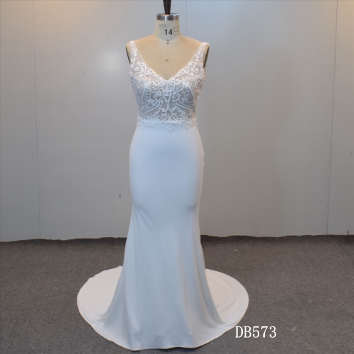 V Neckline Mermaid Bridal Gown Women Fashion Bridal Dress