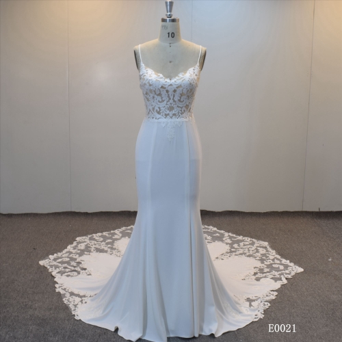 Fashion Design Lace Applique Mermaid Bridal Dress with Catherine Train